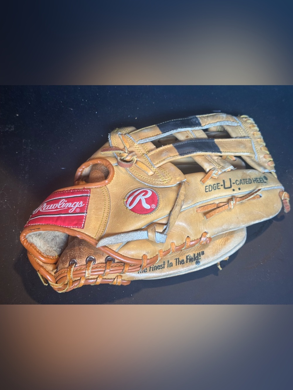 Rawlings Tan and Black Leather Baseball Glove Palm